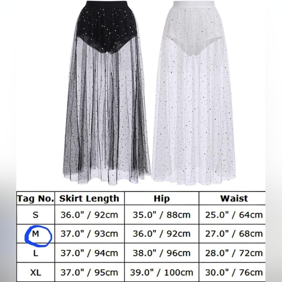 Mesh Sheer Tulle Maxi Sparkle Skirt - Size M, Black - Picture 7 of 8
